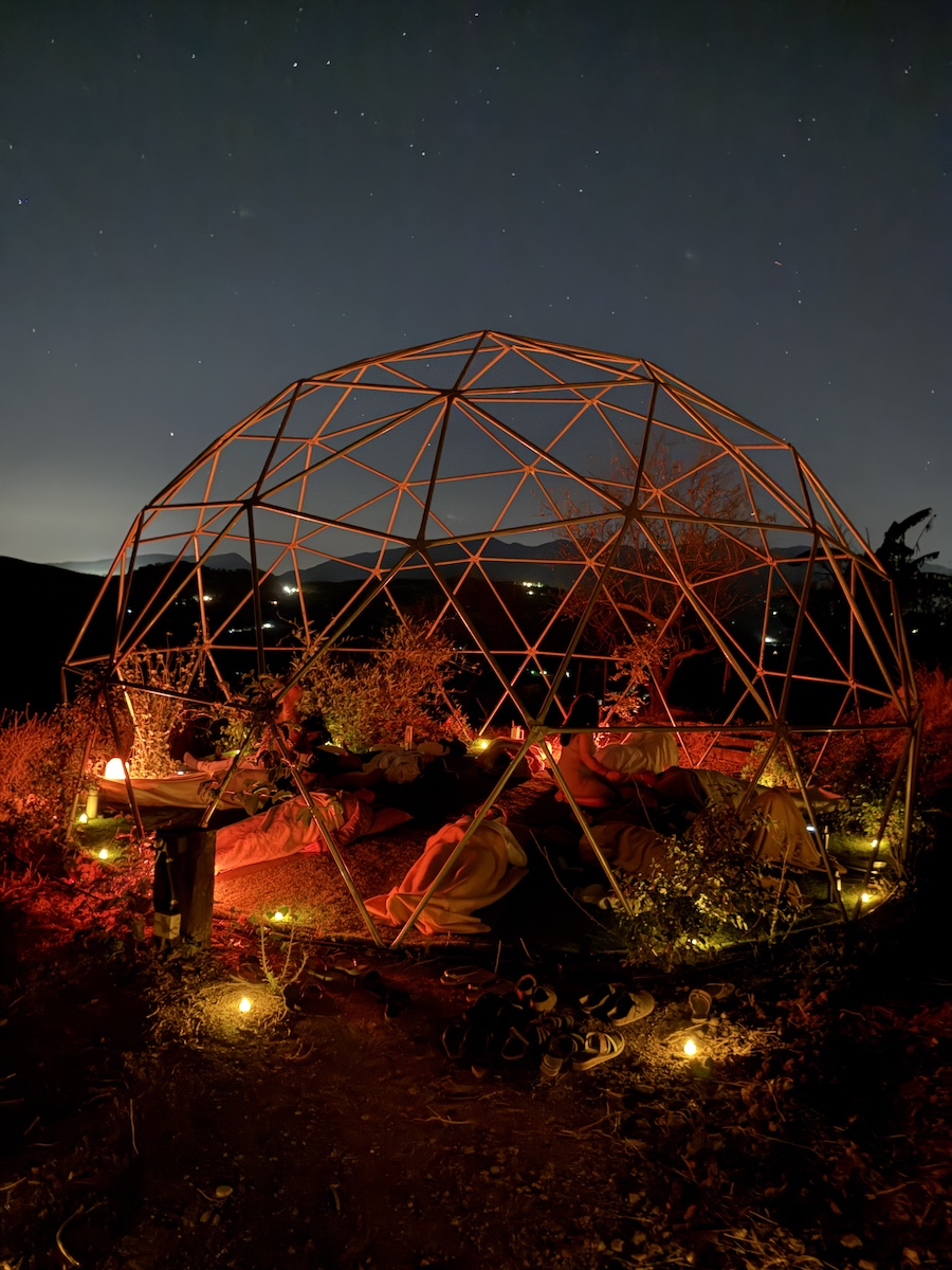 Wire dome at night